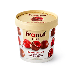 Малина Franui в молочном и белом шоколаде замороженная 150 гр