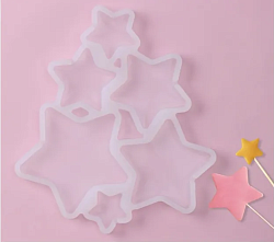 Форма для леденцов «Звёзды», 15,5×13,5×0,7 см, 6 ячеек, цвет белый